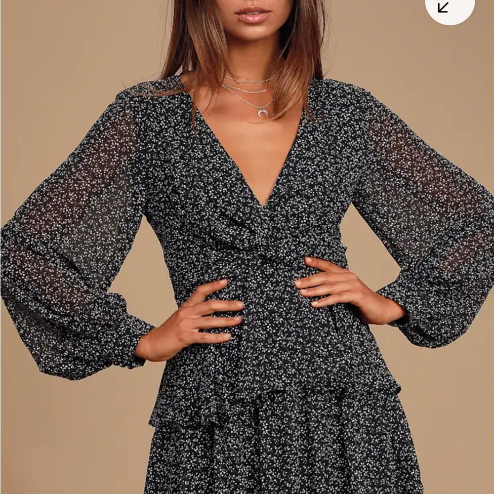 Lulu's Black and White Long Sleeve Dress